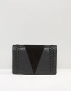 Asos Woven Leather Clutch Bag - Black