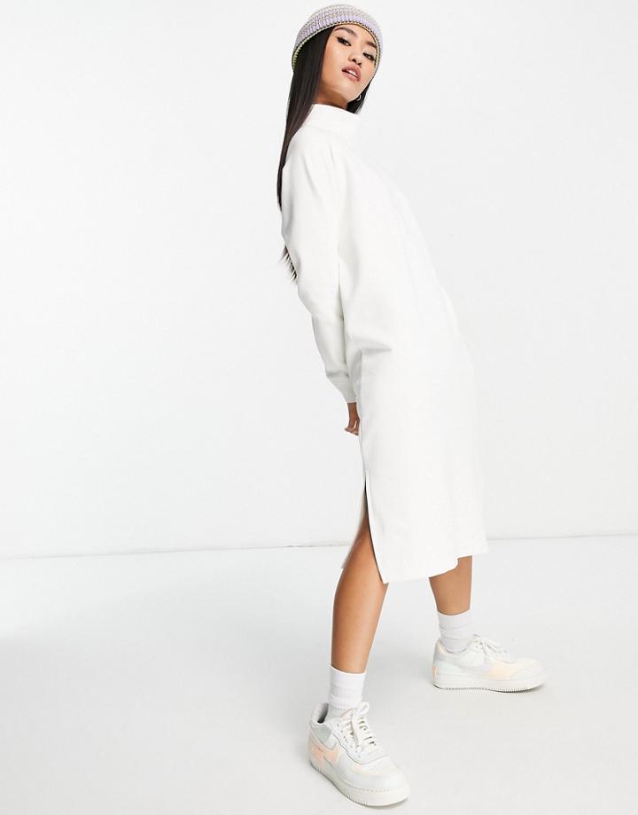 Jdy High Neck Midi Dress With Side Split In White