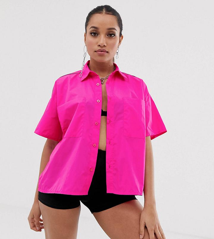Collusion Petite Nylon Shirt With Reflective Binding - Pink