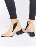 Sol Sana Rico Nude Pony Leather Heeled Ankle Boots - Beige