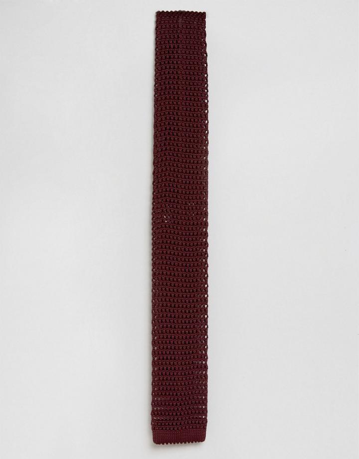Jack & Jones Knitted Tie In Silk - Red