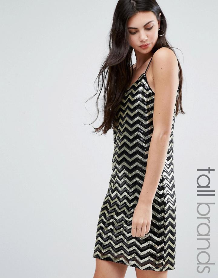 Vero Moda Tall Zig Zag Sequin Mini Dress - Multi