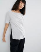 Cheap Monday Mirth Asymmetric Hem T-shirt - Gray