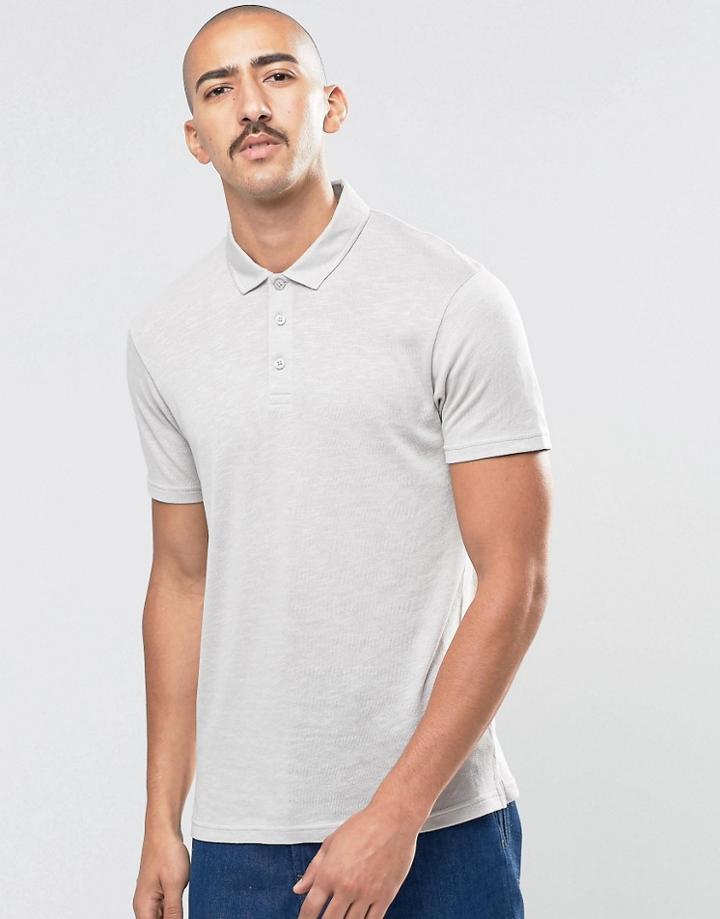 Asos Textured Polo In Gray - Gray