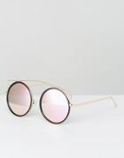 Jeepers Peepers Round Black Sunglasses With Pink Lens - Black