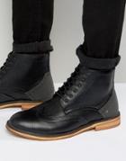New Look Brogue Boots In Black - Black