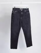 Pieces Nima Straight Leg High Waisted Jeans In Black