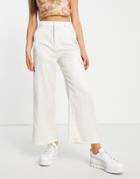 Stradivarius Satin Tailored Cargo Pants In Ecru-white