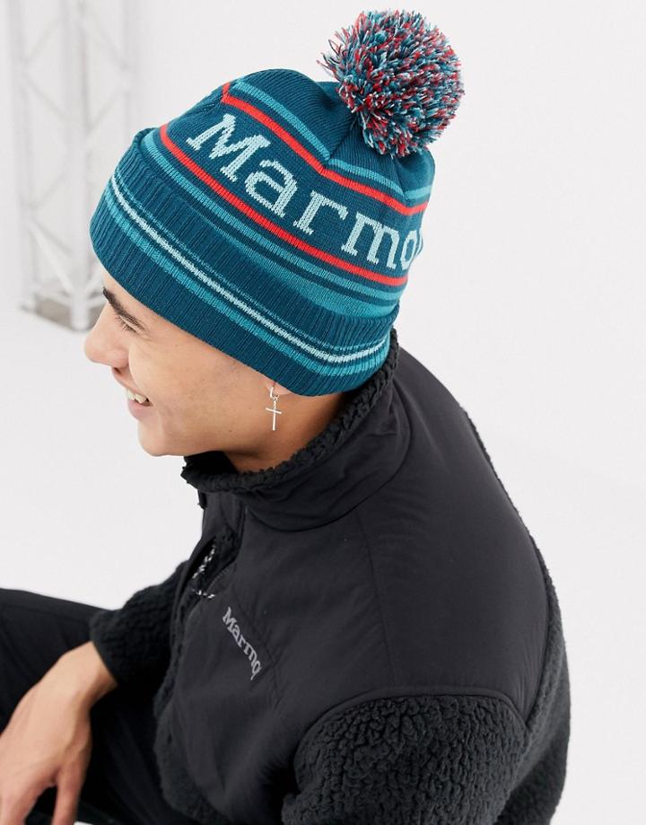 Marmot Retro Pom Beanie Hat In Green - Green