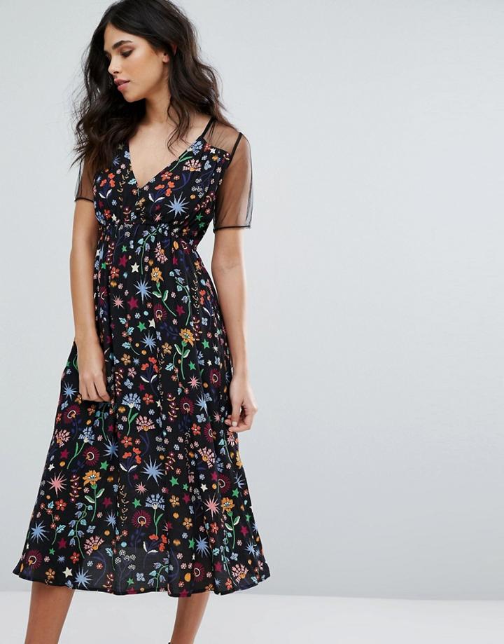 Little White Lies Cecile Printed Midi Dress - Black