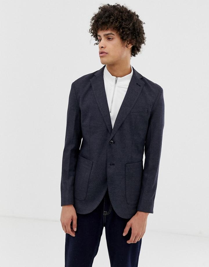 Jack & Jones Premium Patch Pocket Blazer In Slim Fit-navy