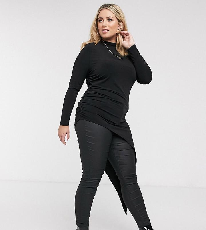 Simply Be Asymmetric Longline Top In Black