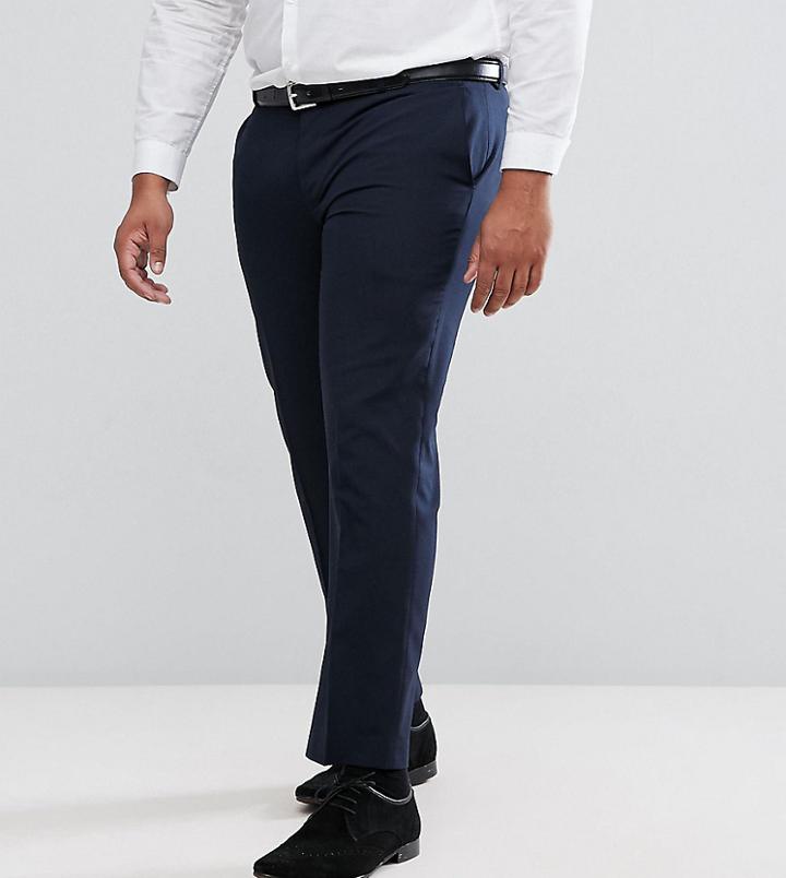 Harry Brown Plus Plain Black Slim Fit Tuxedo Suit Pants - Navy