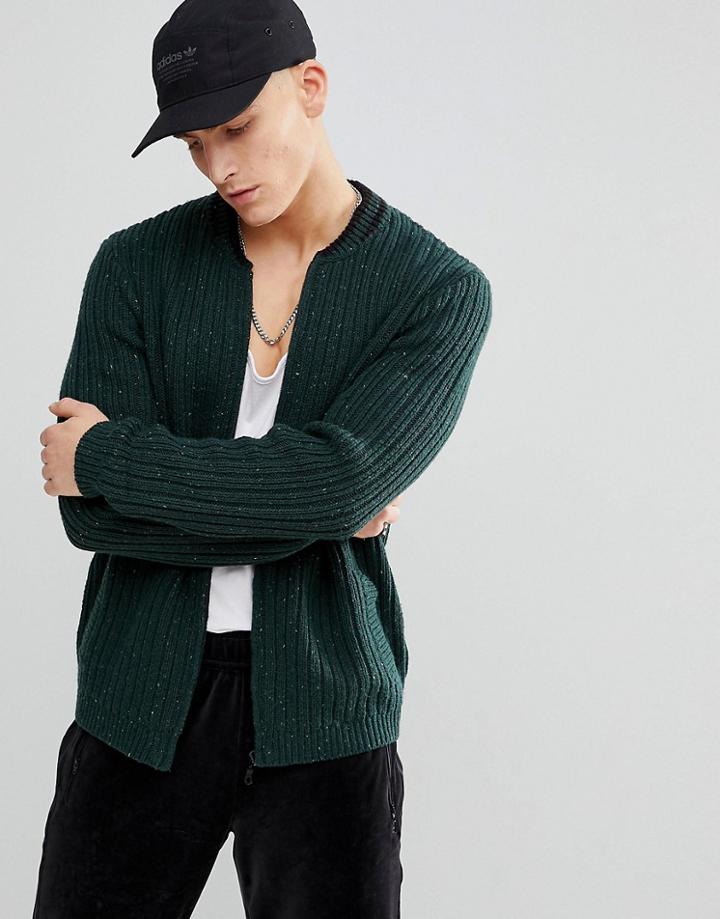 Asos Textured Bomber Jacket - Green