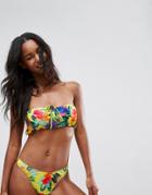Asos Sunshine Floral Print Bandeau Bikini Top - Multi