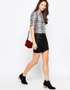 Pieces Mini Skirt With Zips - Black