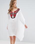 Anmol Embroidered Trim Mini Beach Dress - White