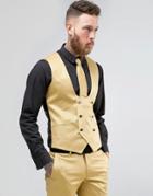 Noose & Monkey Super Skinny Suit Vest In Metallic - Gold