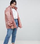 Asos Design Curve Rainwear Jacket With Fanny Pack - Pink