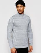 Asos Turtleneck Sweater In Blue Cotton