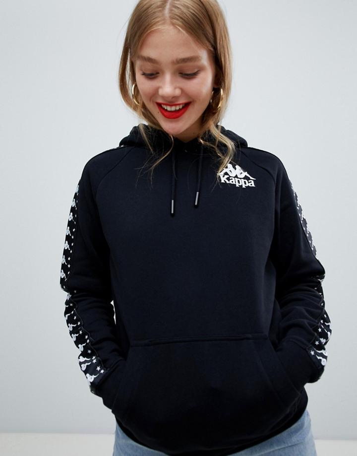 Kappa Relaxed Hoodie With Star Banda Logo Taping - Black