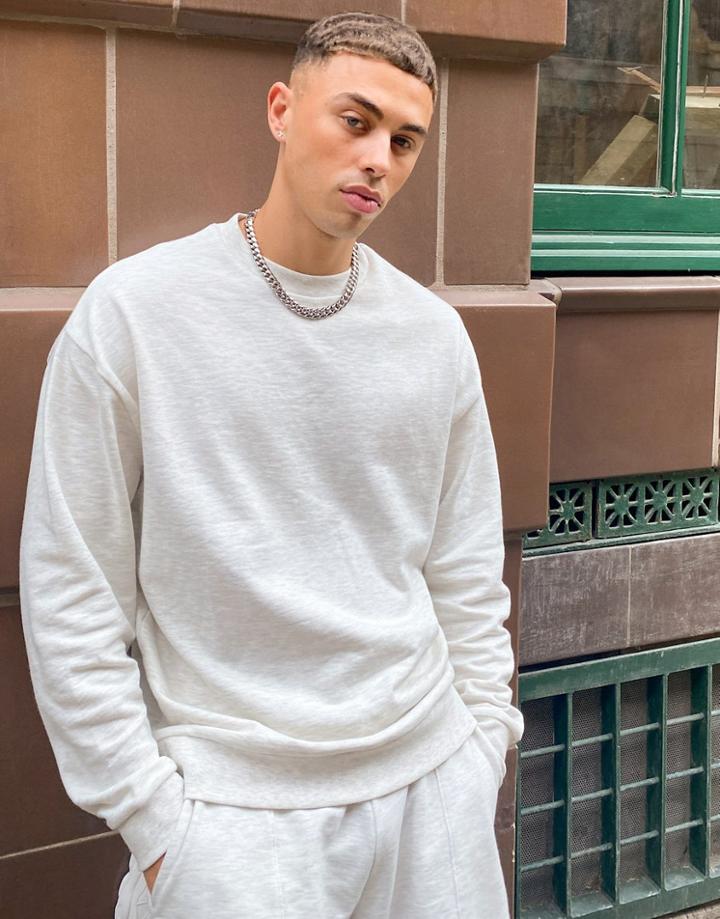 Asos Design Co-ord Oversized Sweatshirt In White