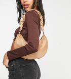 My Accessories London Exclusive Curved Shoulder Bag In Camel Nylon With Ruched Strap-neutral