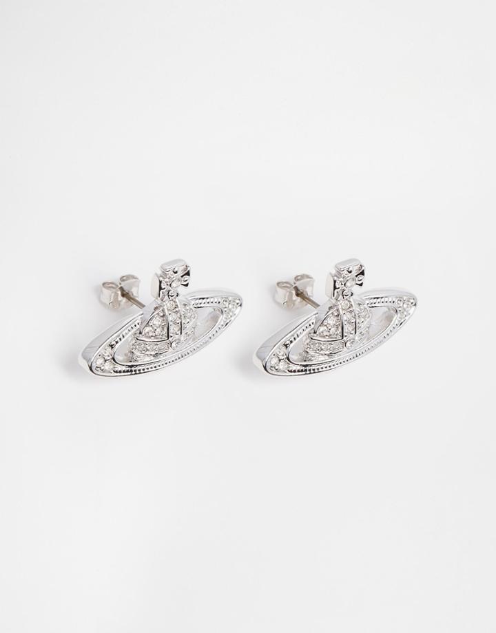 Vivienne Westwood Orb Earrings In Rhinestone - Silver