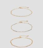 Asos Design Curve Pack Of 3 Anklets With Multi Row Chains In Gold - Gold