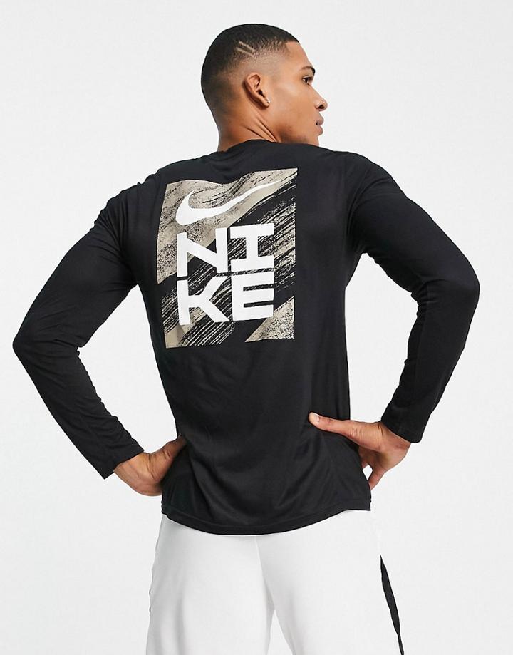Nike Training Dri-fit Legend Back Print Long Sleeve T-shirt In Black