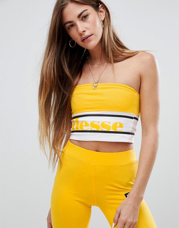 Ellesse Bandeau Top With Logo Front And Stripe Two-piece - Yellow