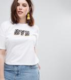 Asos Design Curve T-shirt With Bye Print - White