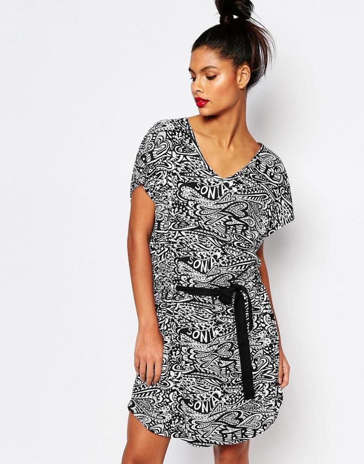 Sonia By Sonia Rykiel Tie Waist Jersey Dress In Psychadelic Sonia