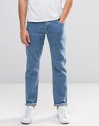 Asos Stretch Slim Jeans In Textured Fabric - Mid Blue