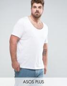 Asos Plus T-shirt With Deep Scoop Neck In White - White
