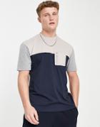 River Island Regular Fit Block Utility T-shirt In Navy-blue