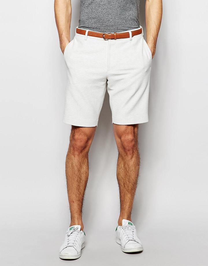 Asos Slim Smart Shorts In Ecru Jersey - Ecru