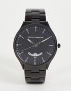 French Connection Chain Link Strap Watch In Black