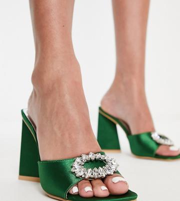 Be Mine Mercyy Mules With Embellishment In Emerald-green