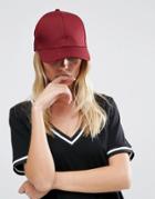 Asos Plain Baseball Cap With New Fit - Red