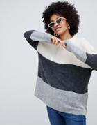 Brave Soul Lannistorm Block Stripe Sweater - Gray