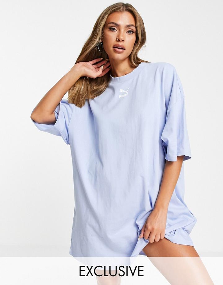 Puma Classics T-shirt Dress In Brunnera Blue-blues