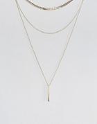 Nylon Triple Layered Necklace - Gold