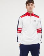 Fila White Line 1/4 Zip Sweatshirt With Side Stripe In White - White