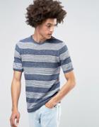 Asos Knitted T-shirt With Stripe - Blue