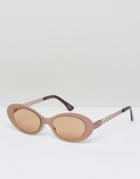 Asos Full Metal Oval Cat Eye Sunglasses - Brown