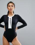 Varley Zip Front Swimsuit - Black