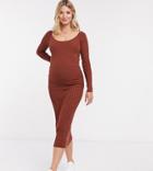 Asos Design Maternity Ribbed Midi Skirt-red