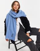 Asos Design Recycled Blend Personalized Scarf With E Initial In Blue-black