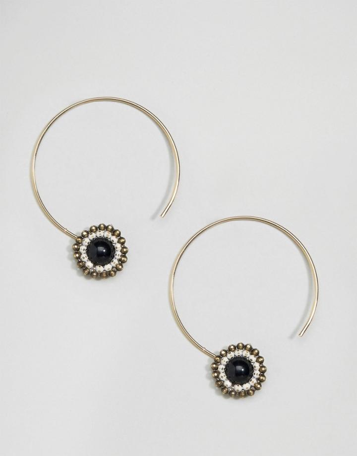 Limited Edition Hoop Bead Through Earrings - Gold